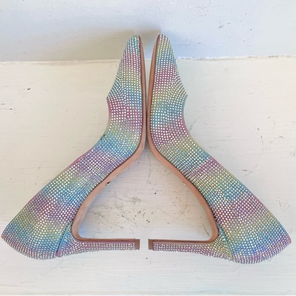 Badgley Mischka Godiva Diamond Pointed Toe Pumps In Rainbow Size 8 1/2 - Picture 5 of 13